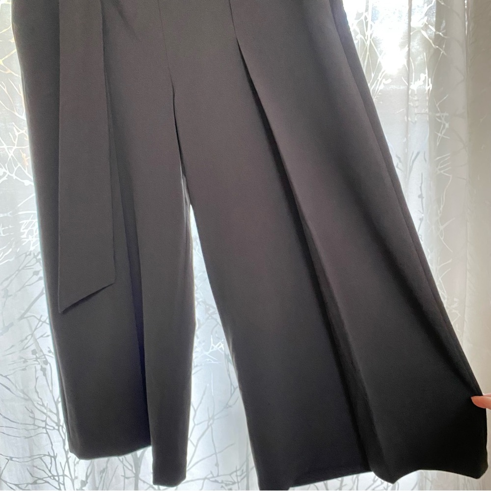 Ted baker black tie waist culottes high rise waisted wide leg crop cropped pants - Picture 7 of 14